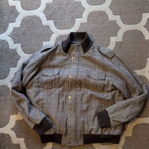 Men's Sean John Brown Plaid Bomber Jacket 3XL XXXL